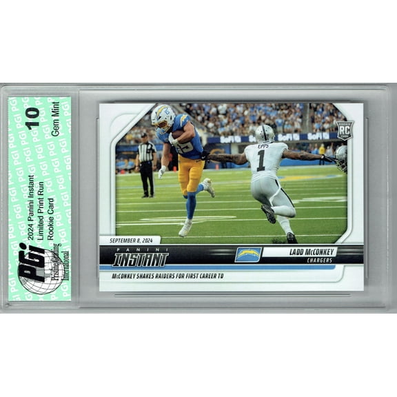 Ladd McConkey 2024 Panini Instant #29 Just 496 Made! Rookie Card PGI 10