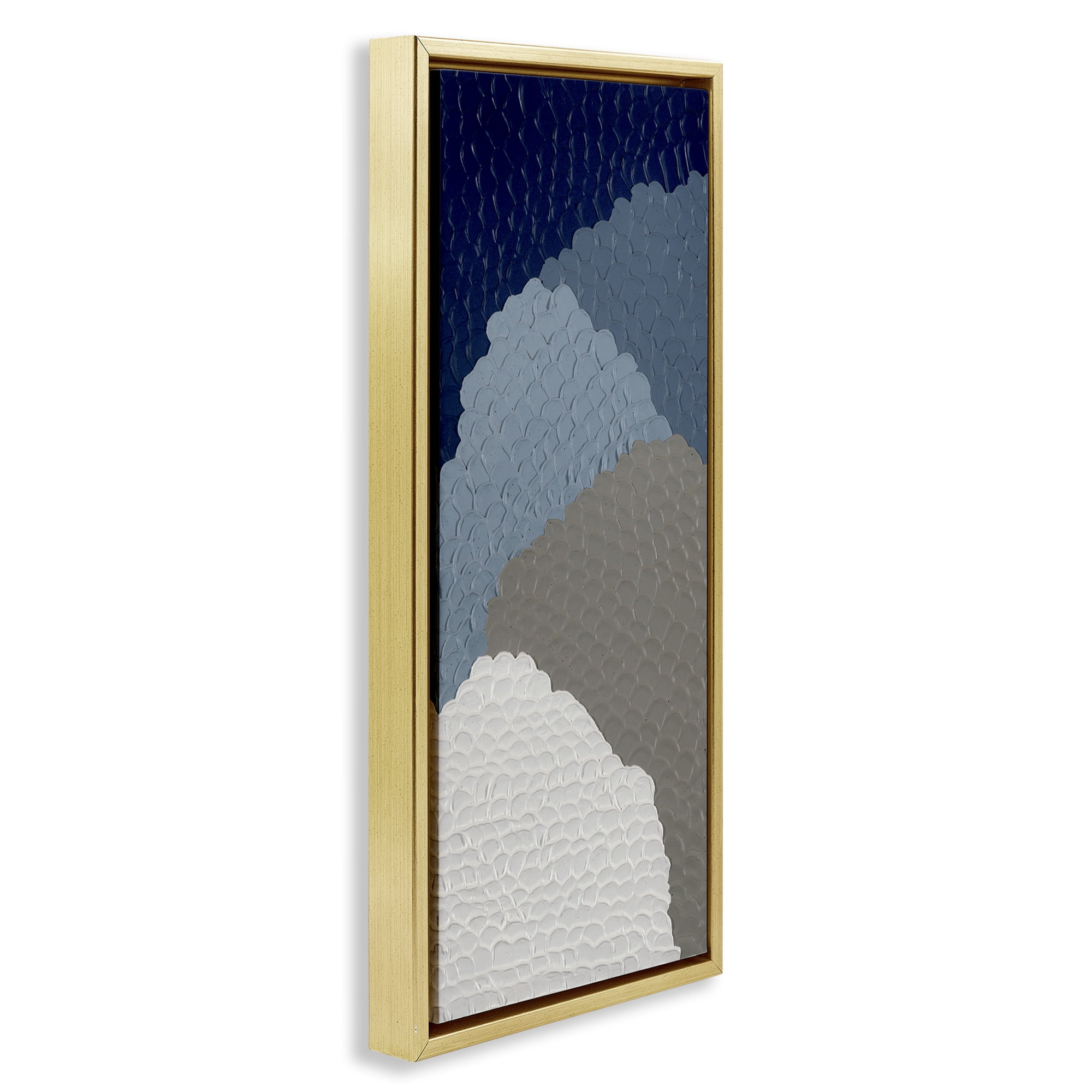 Stupell Industries Cascading Shapes Abstract Abstract Painting Gold Floater Framed Canvas Art Print Wall Art, 11 x 25