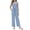 Blue, variant on Girls Romper Girls Jumpsuit Solid Color Ruffle Strap Smocked Jumpsuit with Belt & Pockets 5-12Y
