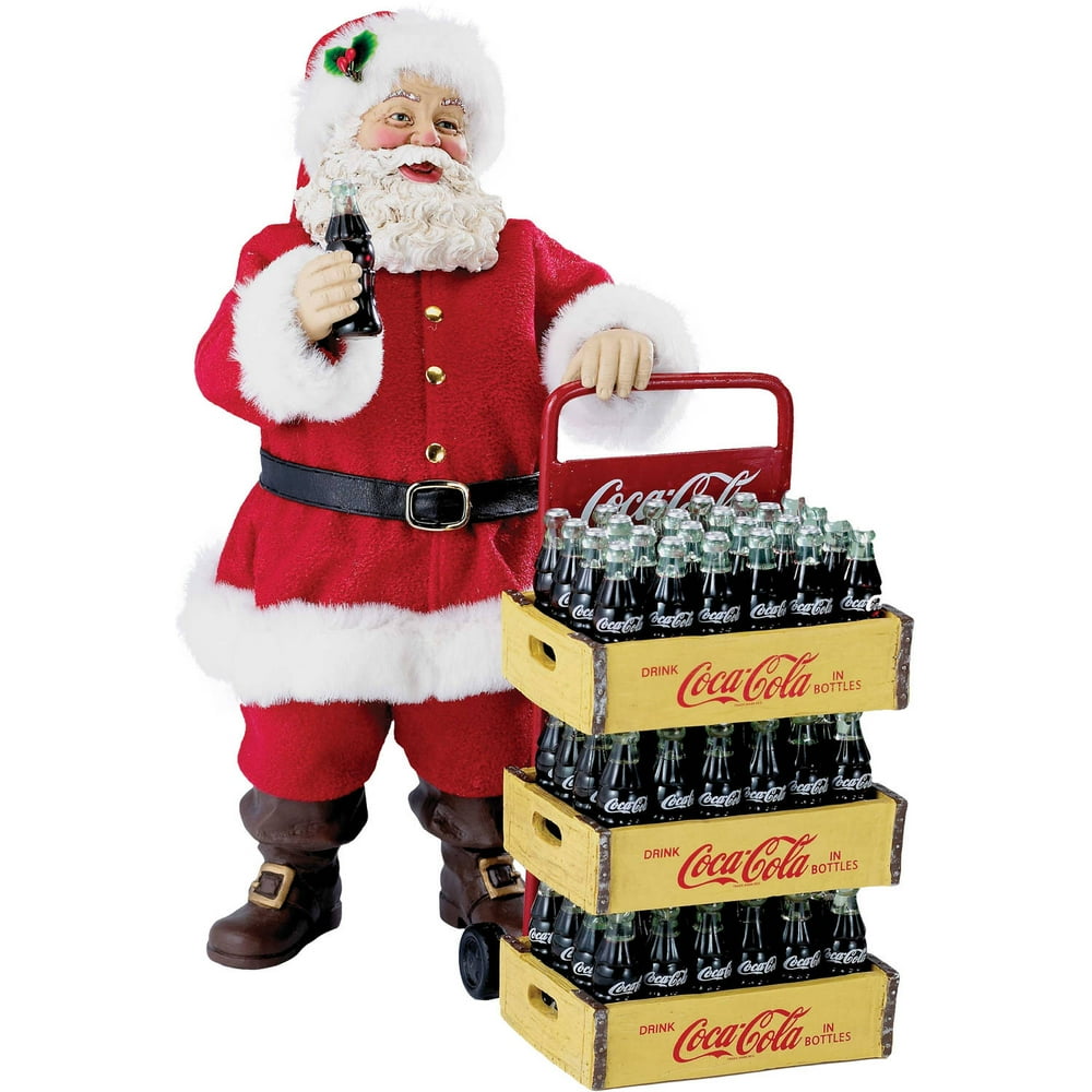 Kurt S. Adler 10.5 in. CocaCola Santa with Delivery Cart Set of 2