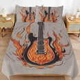thumbnail image 6 of 3 Pcs Soft Bedding Set, Includes 1 Duvet Cover with Zipper And 2 Pillow,Shams Vintage Guitar With Wings Full(79"×90"), 6 of 8