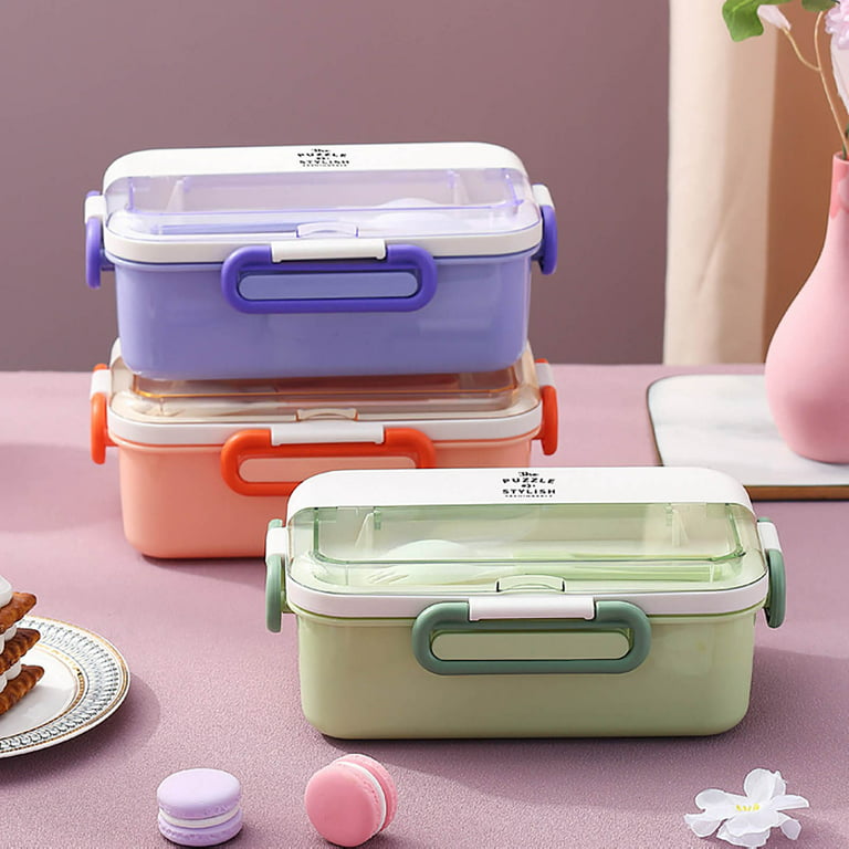 Honrane 1.1L Lunch Box Sealed Compartment Large Capacity Microwavable  Leak-proof Food Storage with Spoon Kids School Plastic Bento Container  Office Worker 