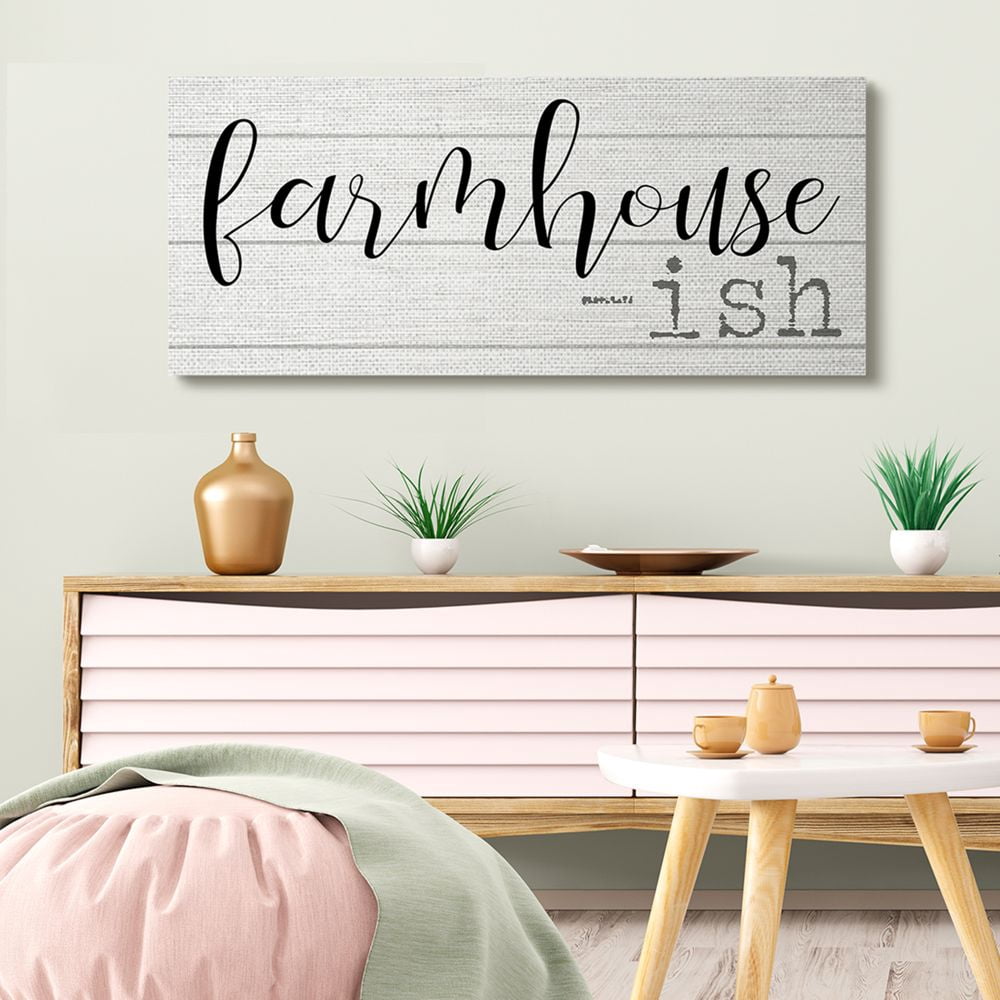 Stupell Industries Farmhouse Inspired Welcome Home Sign Greeting Canvas Wall Art Design by Daphne Polselli