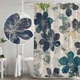 thumbnail image 4 of Teal Green Leaves Shower Curtain Set - Small 36" x 72" Washable Bathtub Curtain with 12 Hooks, Vintage Shabby Botanical Waterproof Fabric Stall Shower Curtains for Bathroom/Bathtub Décor, 4 of 6