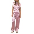 thumbnail image 2 of Tqcoqu Jumpsuits for Women Trendy Loose Cap Sleeves Backless Wide Leg Pants Jumpsuit Business Party Sets Clothes,Pink,Women's XS-XL, 2 of 9
