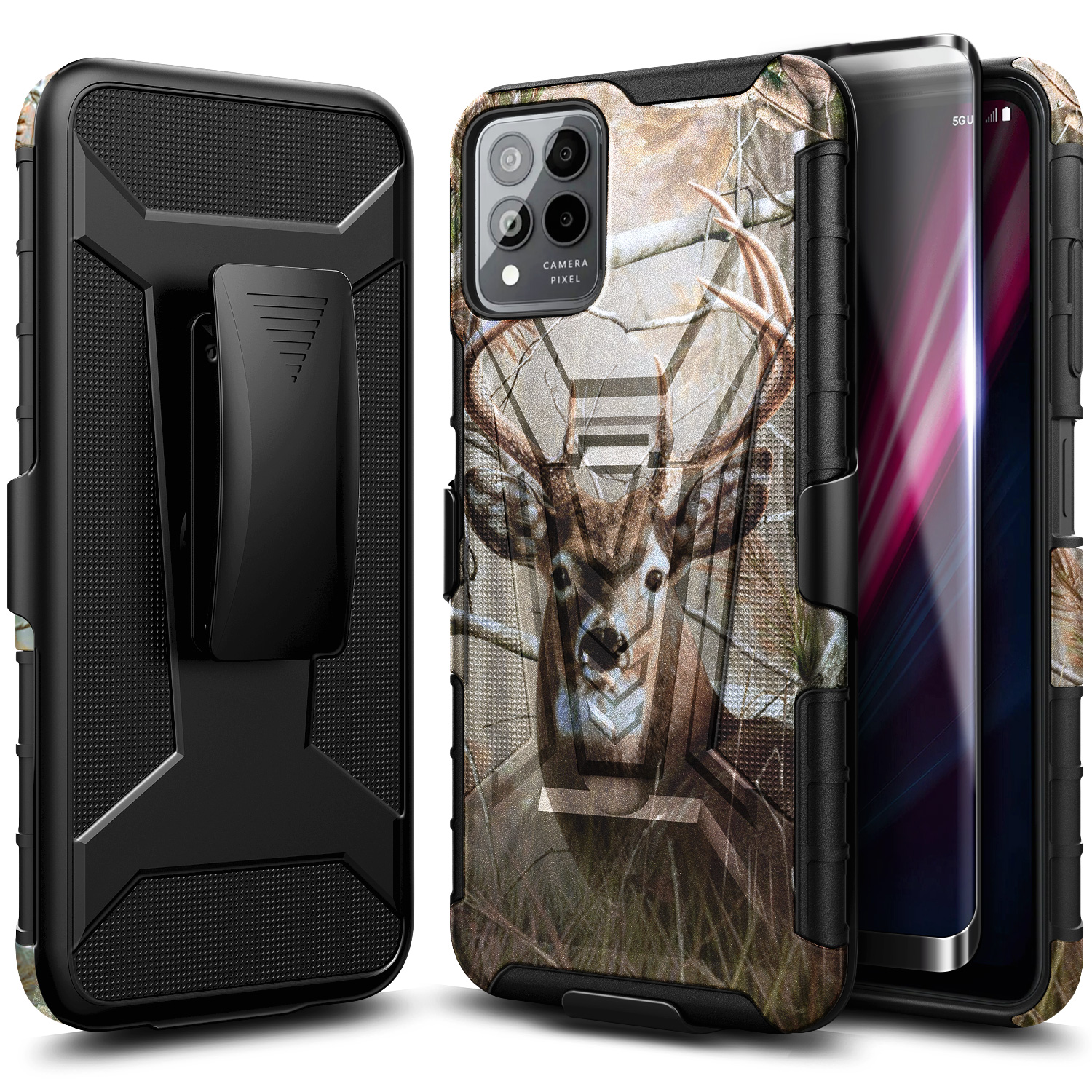 Nagebee Phone Case for TMobile REVVL 6 Pro 5G with Tempered Glass Screen Protector (Full