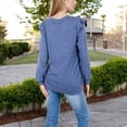 thumbnail image 5 of Women's Long Sleeve V-Neck Top with Ruffled Shoulder Detail - Small, Blue, 5 of 7
