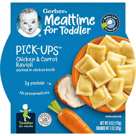 Gerber Pick-Ups Chicken and Carrot Ravioli in Chicken Broth Toddler Meal, 6 Oz