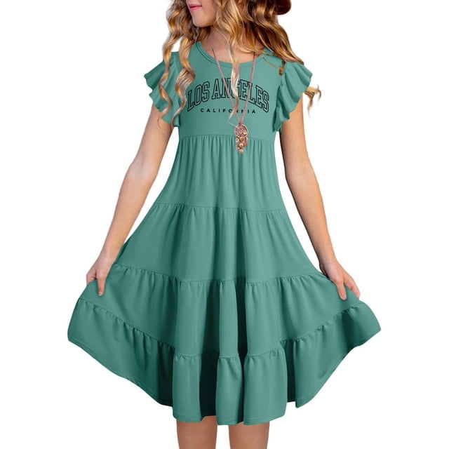 Robe Fille Robe Tutu pour Filles Robe d'Anniversaire Robes d'Été Robe Chic Vêtements pour Filles 8-9 Ans