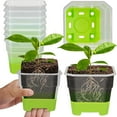 thumbnail image 2 of Pots de Pépinière Carrés en Plastique Transparents Pot de Plante avec Base en Silicone Pots à Fleurs avec Trous de Drainage Pots de Semis Réutilisables Pots de Départ, 2 of 4