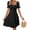 Black, variant on Womens Summer Sweetheart Neck Short Puff Sleeve Mini Drawstring Casual Slim Flowy Dress Sundress