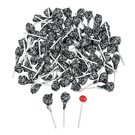 Black Dum Dums® Solid Color Lollipops, Edibles, Wedding, 75 Pieces