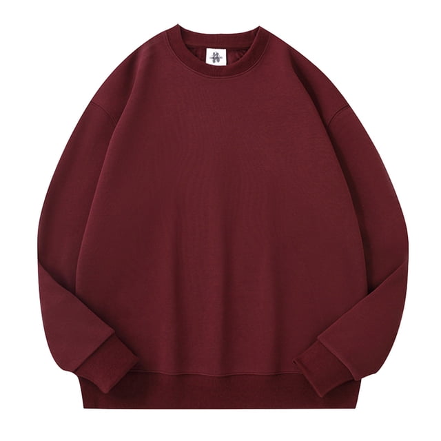 lcziwo Chandail en Molleton Oversize à Col Rond pour Femmes Manches Longues Décontracté Couleur Unie Basique Automne Tendance 2024 Vin,P