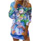 thumbnail image 1 of Vestido corto de manga larga con estampado de copos de nieve y muñeco de nieve con hombros inclinados para mujer Pompotops hdfakjf957, 1 of 5