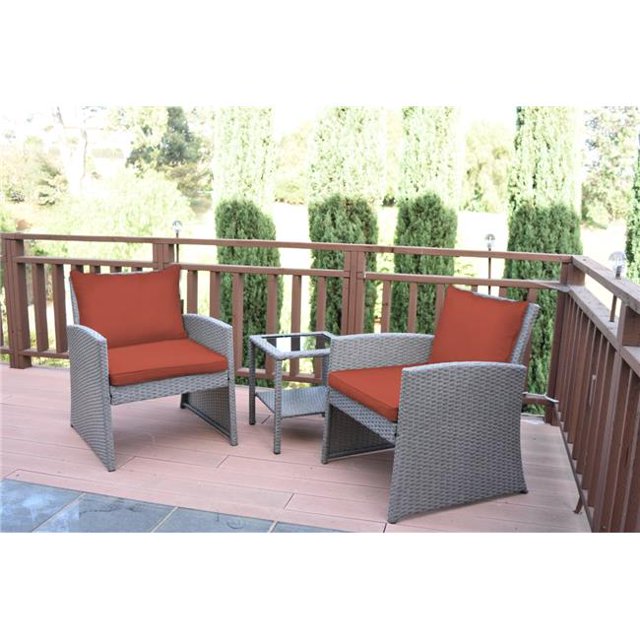 Jeco W00405-3S-FS018 Ensemble Bistro Mirabelle de 2 Po avec Coussin Rouge Brique - 3 Pcs