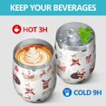 thumbnail image 4 of 12oz Stemless Wine Tumblers White Christmas Santa Pattern Vacuum Insulated Stainless Steel Travel Tumbler Cups Mug with Lid and Straw for Champaign,Cocktail,Beer with Cleaning Brush, 4 of 5