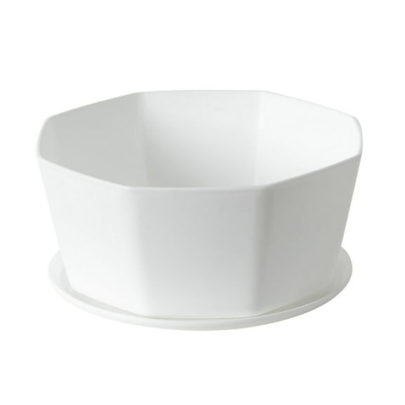 2-Pack 6 Inch Ceramic Succulent Pots with Bamboo Trays - Modern White Planters with Drainage for Cactus, Herbs & Small Plants (Plants Not Included)