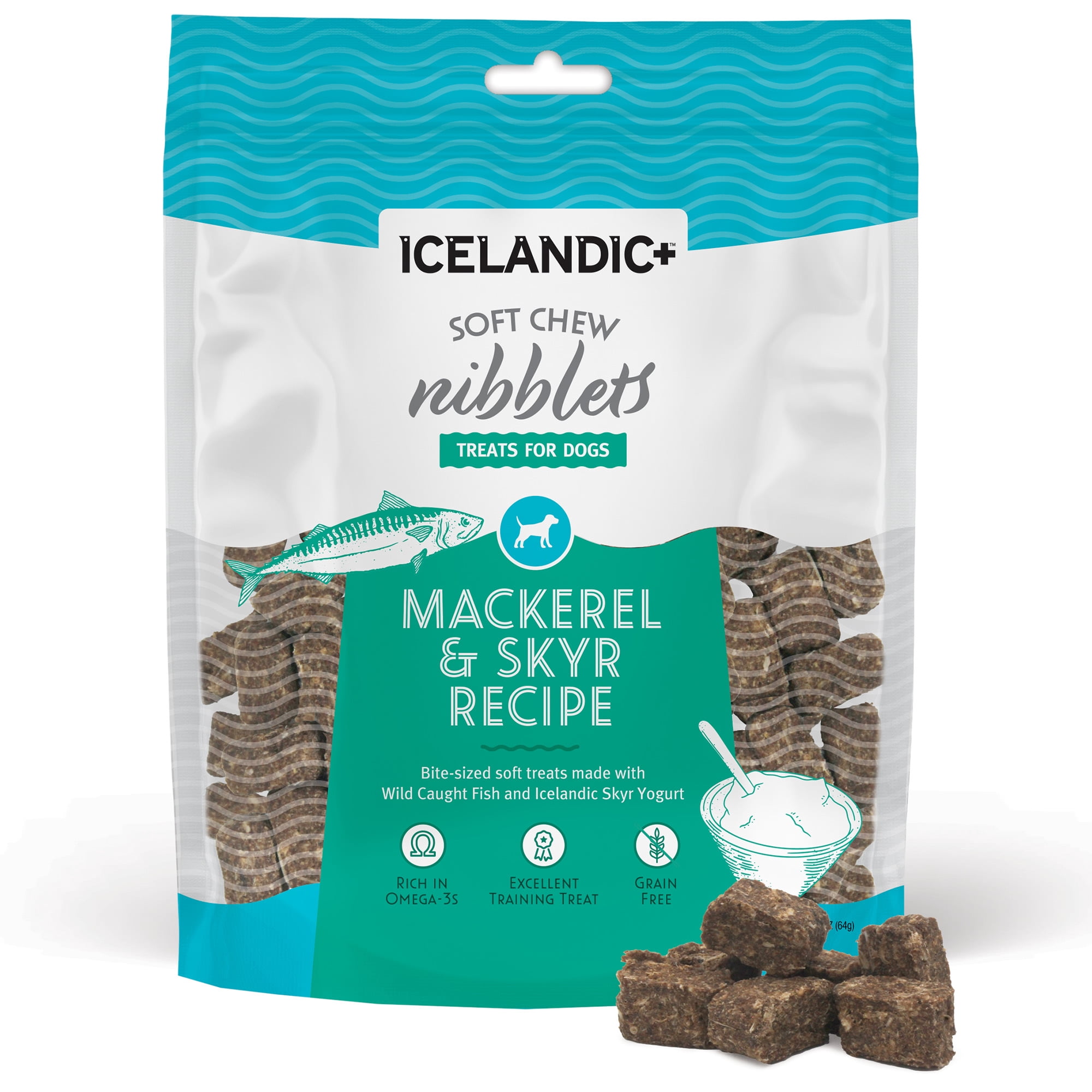 Icelandic+ Soft Chew Nibblets Mackerel & Skyr Dog Treat 2.25-oz Bag