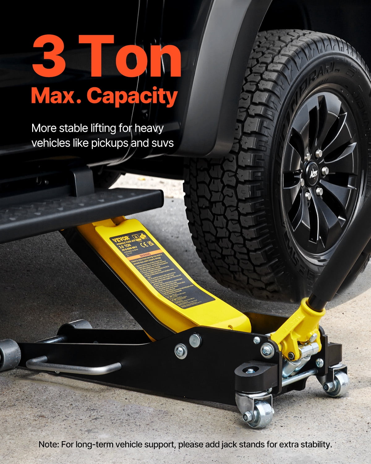 VEVOR Ton Low Profile Floor Jack, Aluminum and Steel Racing Floor Jack with Dual Pistons Quick Lift Pump,Lifting Range 3-6/11"-19-11/16"