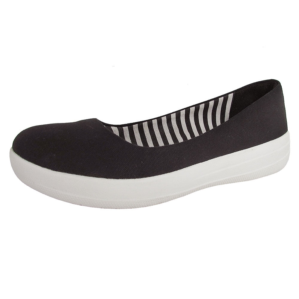 plus Intens Revival FitFlop Womens F-Sporty Ballerina Canvas Flat Shoes, Black, US 7.5 -  Walmart.com