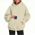 thumbnail image 2 of Oversized Hoodies for Women Front Zipper Pocket Long Sleeve Loose Casual Cotton Pullover Hooded Sweatshirt Tops (L, Khaki), 2 of 7