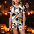 thumbnail image 2 of TOWED22 Halloween Pjs Girl Fall Button Up 2 Piece Pajama Sets Cute Lounge Short Sleeve Pajamas With Shorts,12-13 Y, 2 of 6