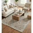 thumbnail image 3 of LR Home Aiden 7' x 9' Tan/Cream Floral Wool Indoor Area Rug, 3 of 8