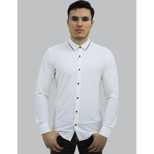 Camisa Lisa Barabas Corte Slim Fit Manga Larga