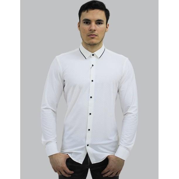 Camisa Lisa Barabas Corte Slim Fit Manga Larga