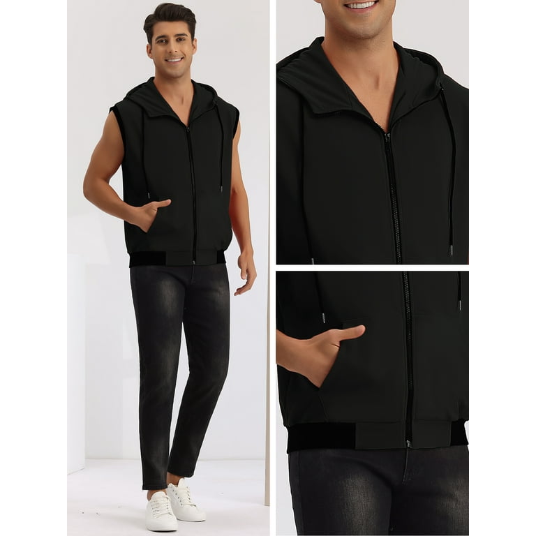 Unique Bargains Men's Hoodie Vest Zip Up Sleeveless Unique Bargains Men's Hoodie Vest Zip Up Sleeveless