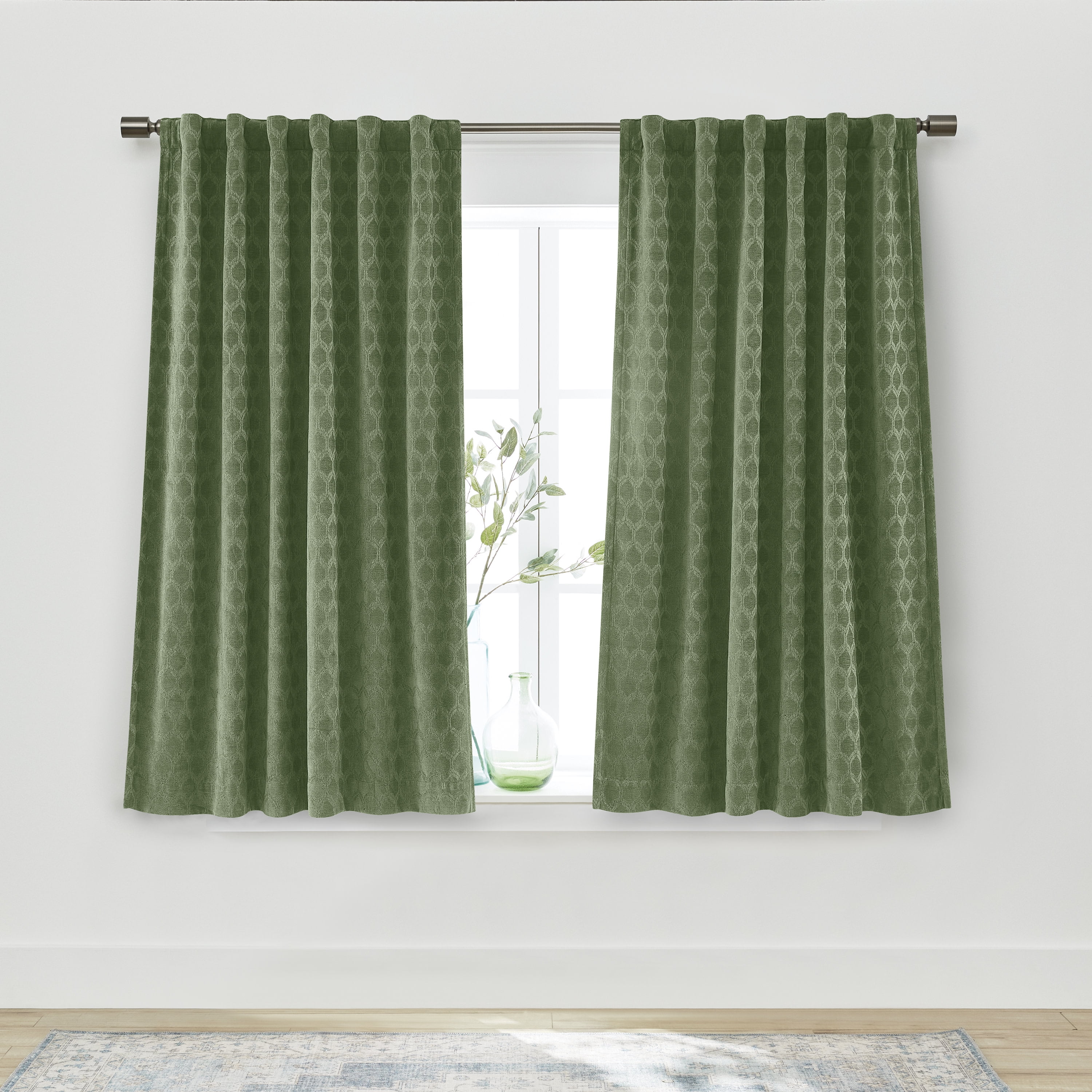 Better Homes & Gardens Jacquard Velvet Blackout Single Curtain Panel, Rod Pocket/Back Tab, Sea Turtle, 50 in W x 63 in L