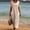 Pink, variant on Women's Cotton Linen Round Neck Midi Dress Solid Color Short Sleeve Slit Tie Sleeve Casual Dress with Side Pockets Green XL(XL)