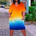 thumbnail image 1 of Robes pour Filles Grande Taille Robe pour Femmes Col en V Robes d'Été Décontractées avec Poches Manches Courtes en Solde, 1 of 6