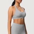 thumbnail image 4 of Neewe Women's Seamless Sports Bra Knitted Yoga Suit Gathering Breathable Workout Gym Tank Top for Women-Gray XS, 4 of 9