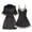 Black, variant on FAIWAD Satin Pajamas Set for Women Sleeveless Camisole Lace Nightdress with Lace-Up Robes Loungewear Wedding Gown