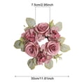 thumbnail image 3 of Wedding Rose Candle Rings Artificial Floral Wreaths With Green Leaves Flower Candle Rings Candleholders Garland For Pillar Centerpiece Party Table Decor, 3 of 5