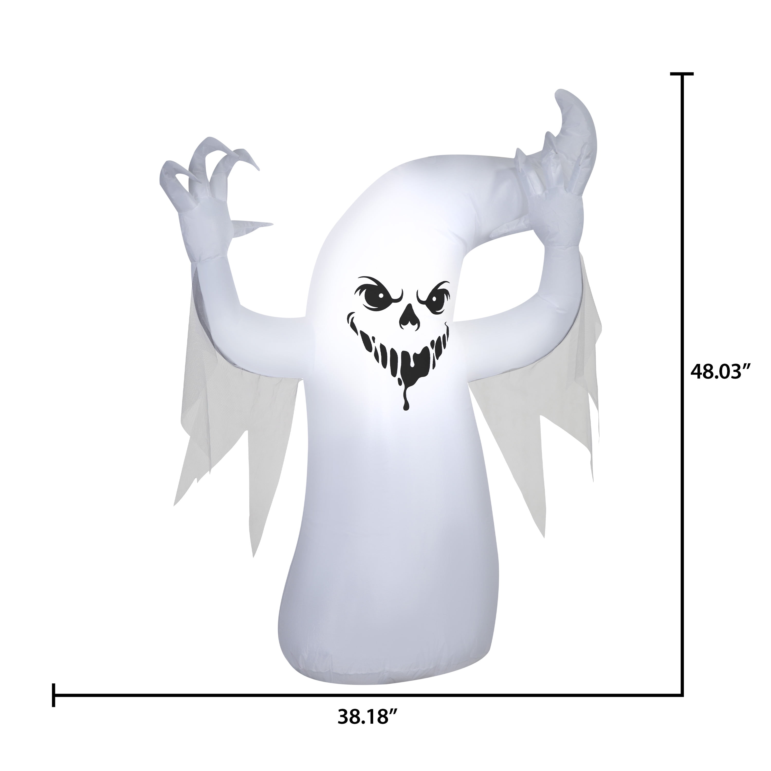 Scary Ghost Airblown Yard Inflatable, Multicolor, 4', Halloween by Way To Celebrate