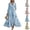 Light Blue, variant on Spring Wedding Guest Dresses for Women 2026 Elegant V Neck Long Sleeve Maxi Dress Flowy Pleated Beach Vacation Wrap Dress Summer Casual Elegant Flowy Cocktail Party Dress White L