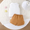 thumbnail image 4 of Amidoa Girls 2 Piece Outfits Summer Clothes Tank Top Solid Color Cute T-Shirt and Shorts Casual Kids Clothing Sets Coffee Size 3T, 4 of 9
