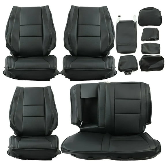 For 2011-2021 Jeep Grand Cherokee Front & Rear Seat Covers Complete Set Black