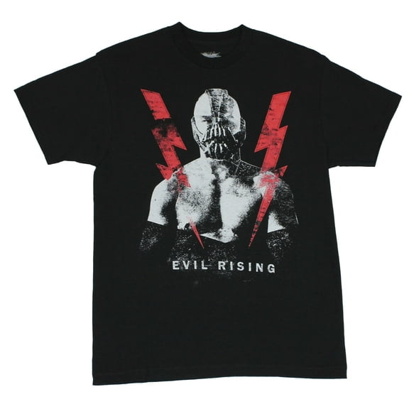 Batman Dark Knight (DC Comics) Mens T-Shirt - Double Bolt Bane Evil Rising Image (Small)