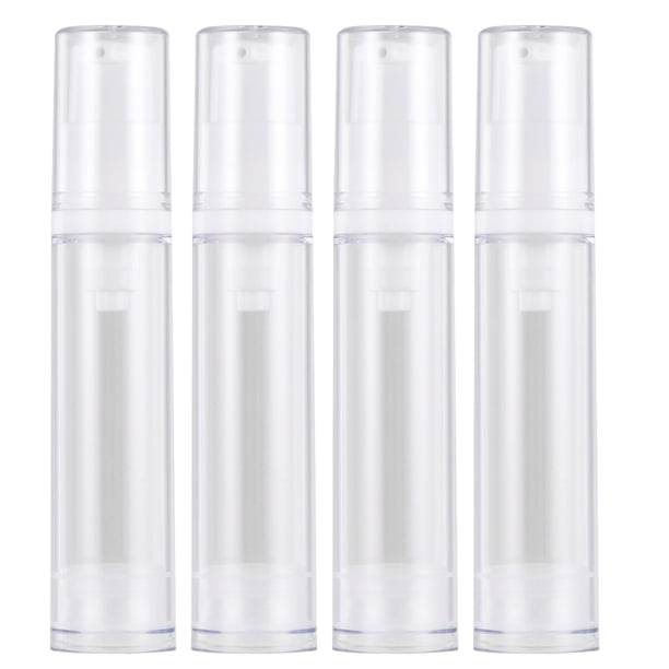 4 Uds. Contenedores de maquillaje portátiles de 10ml, soporte de almacenamiento de cosméticos, dispensador con pulsador vacío, botellas (botella de loción, transparente)