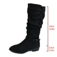 thumbnail image 7 of Xfvqtps Womens Pointed Toe Knee High Boots Slouchy Low Block Heel Winter Fashion Boots with Side Zipper Faux Suede Casual Boots Black, 7 of 7