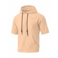 thumbnail image 3 of Chiccall Mens Short Sleeve Hoodie Drawstring Solid Color Breathable Tops Summer Casual Comfy Shirts with Pocket, 3 of 7