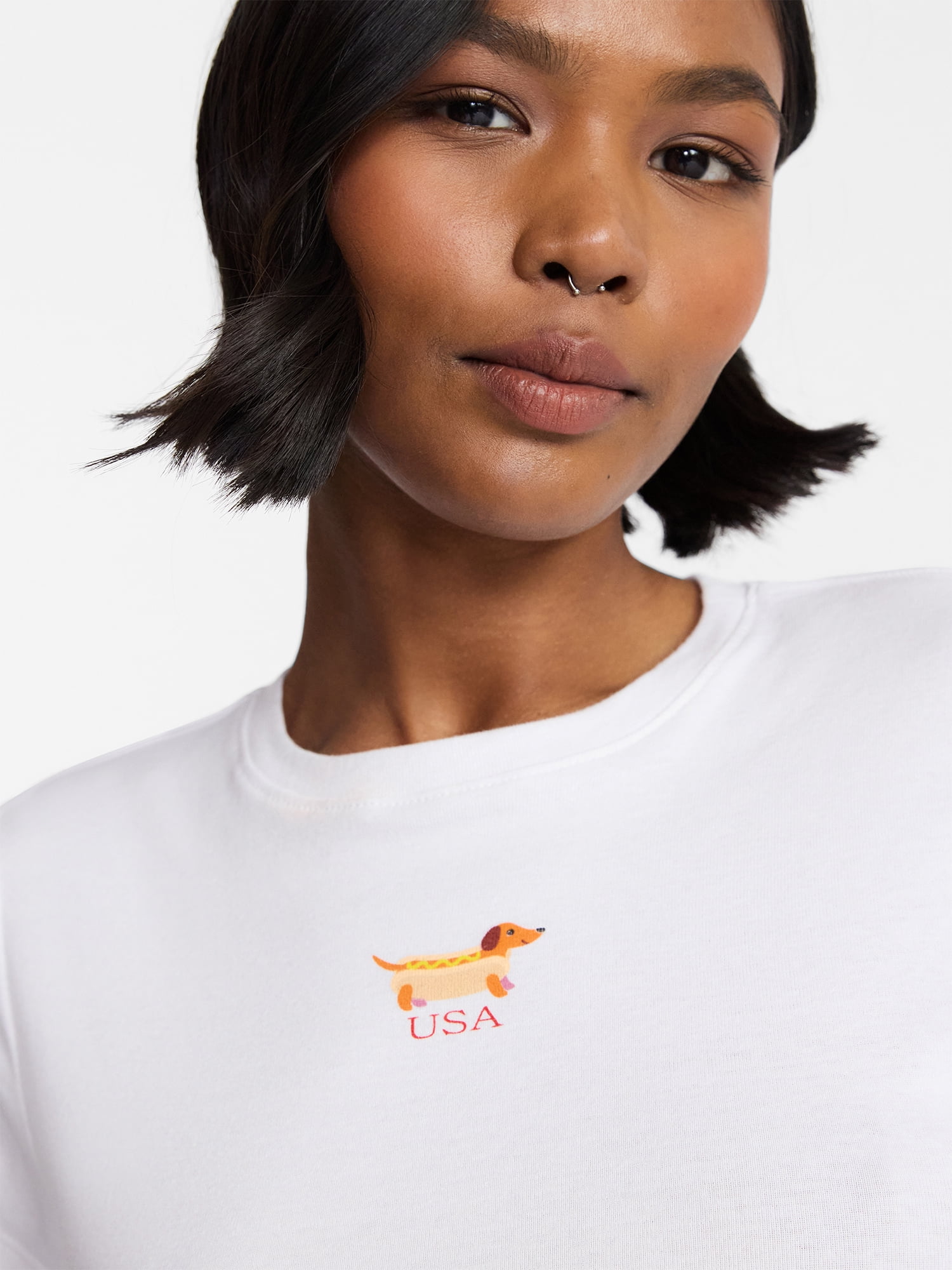 No Boundaries Americana Graphic Baby Tee, Women's and Women's Plus XXS-4X