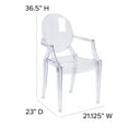 thumbnail image 4 of BizChair 4 Pack Oval Back Ghost Chair with Arms in Transparent Crystal, 4 of 12