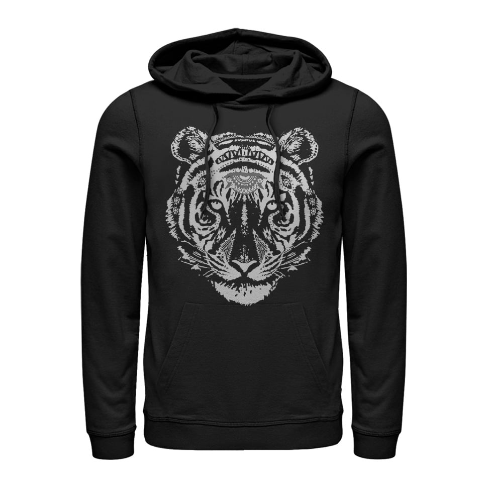 Henna Tiger Pull Over Hoodie Black 2X 