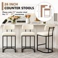 thumbnail image 6 of CRERIYO Counter Height Bar Stools Set of 2, Upholstered Kitchen Island Chairs with Thick Padded Seats, Backrests and Sturdy Metal Frame, Beige, 6 of 9