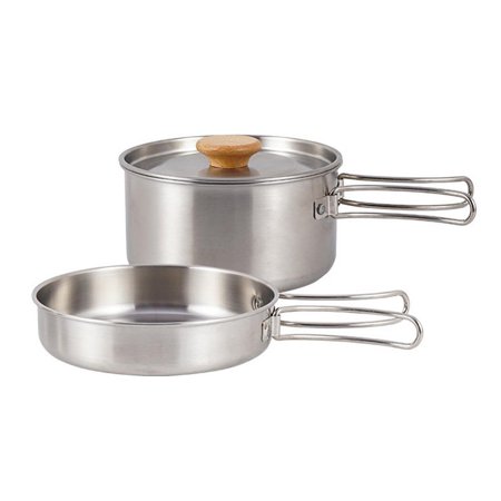 

Ibaste Outdoors Stainless Steel Cookware Set Compact Stainless Steel Campfire Cooking Pots and Pans Outdoor Stainless Steel Cookware Set for Family Hiking Picnic special