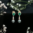 thumbnail image 3 of Rosec Jewels 10.25 CT Tahitian Pearl Drop Earrings with Emerald and Diamond, 14K Yellow Gold, 3 of 7